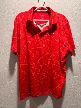 Good Goods Red Printed Golf Polo - Men's Performance Short Sleeve